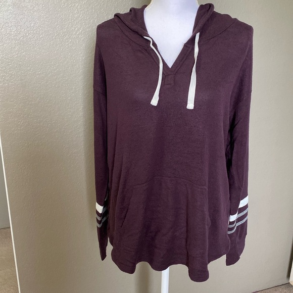 Market and Spruce hoody style top, long sleeves, front pocket, purple, size L - Picture 1 of 7